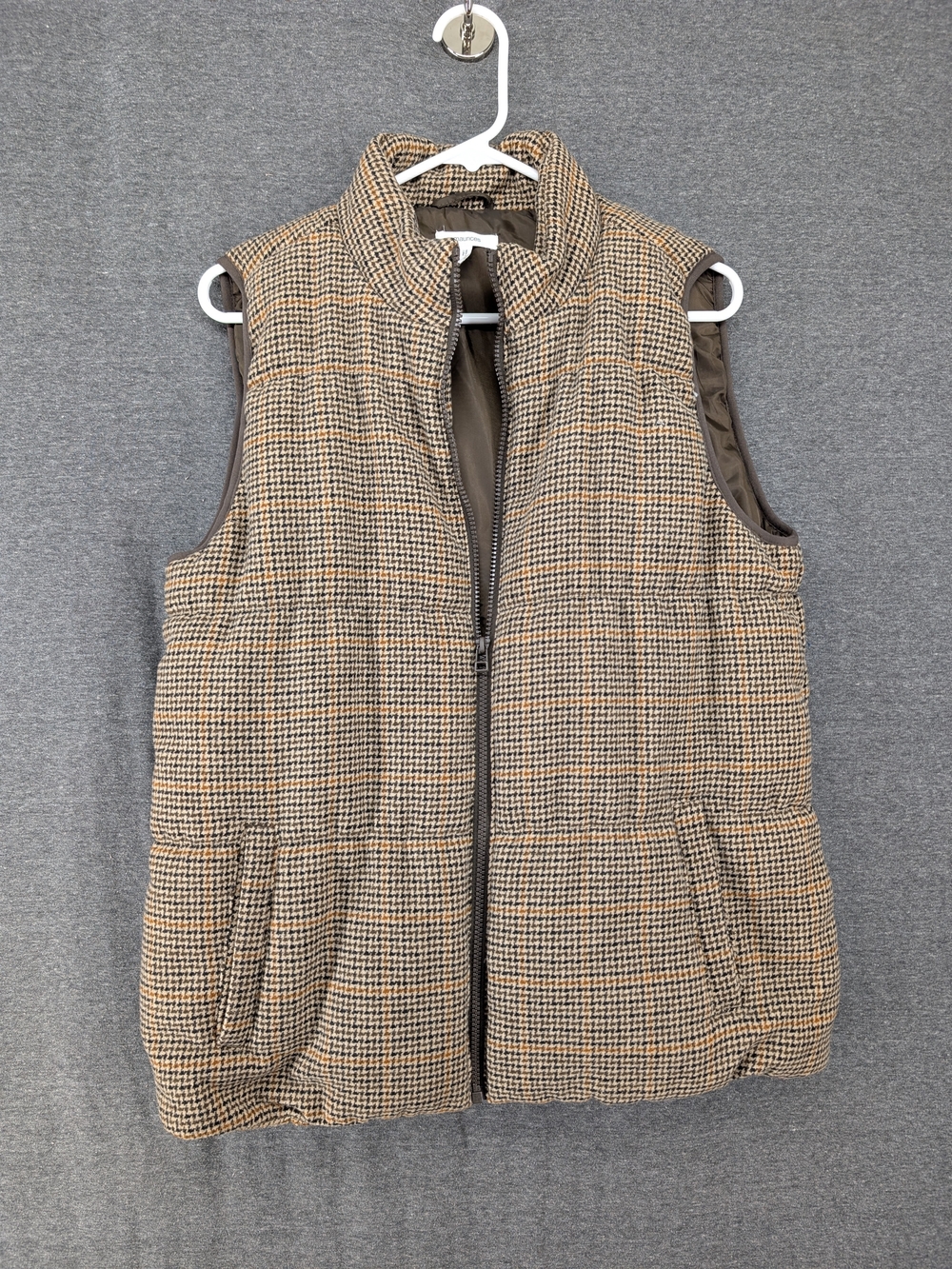 Maurices Quilted Houndstooth Puffer Vest - Tan, Black